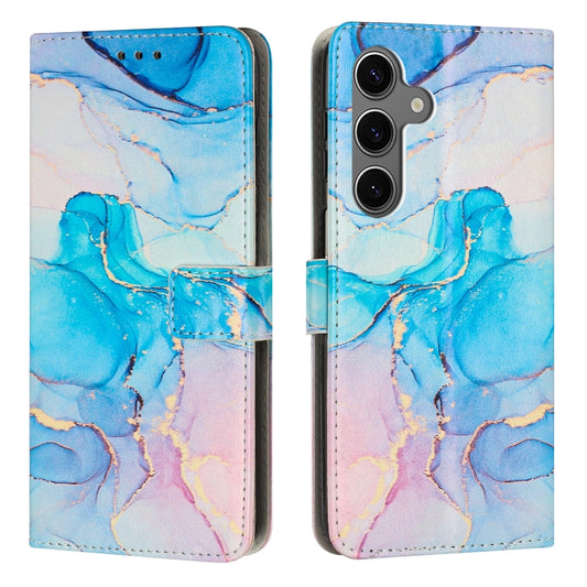 For Samsung Galaxy S25+ 5G Painted Marble Pattern Leather Phone Case(Pink Green) - Galaxy S25+ 5G Cases by PMC Jewellery | Online Shopping South Africa | PMC Jewellery | Buy Now Pay Later Mobicred