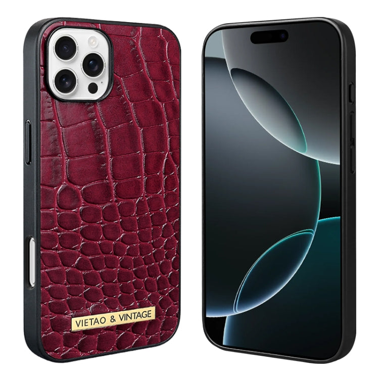 For iPhone 16 Pro Max VIETAO Alligator Texture PU Phone Case(Red) - iPhone 16 Pro Max Cases by VIETAO | Online Shopping South Africa | PMC Jewellery | Buy Now Pay Later Mobicred