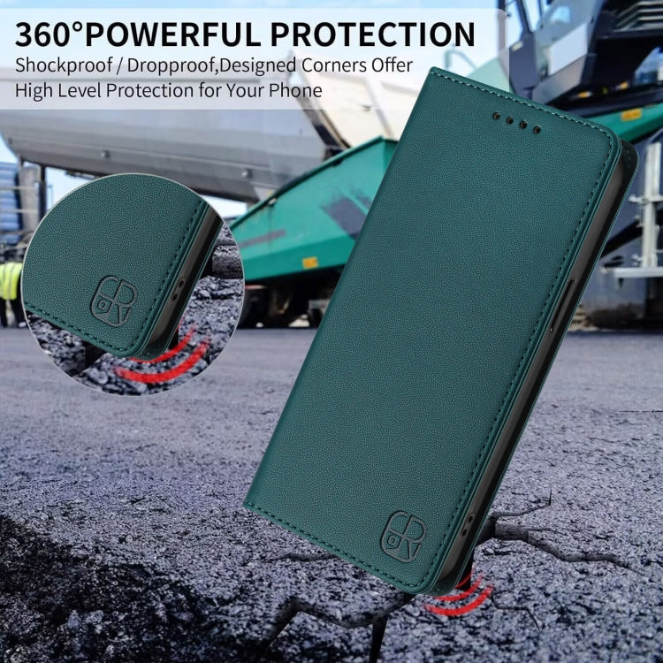 For Ulefone Note 17 Pro RC01 Dual-Folded Magnetic Suction RFID Leather Phone Case(Dark Green) - Ulefone Cases by PMC TechLife | Online Shopping South Africa | PMC TechLife | Buy Now Pay Later Mobicred