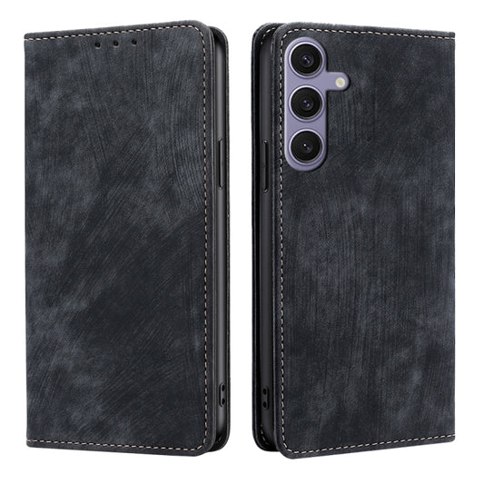 For Samsung Galaxy S25+ 5G RFID Anti-theft Brush Magnetic Leather Phone Case(Black) - Galaxy S25+ 5G Cases by PMC Jewellery | Online Shopping South Africa | PMC Jewellery | Buy Now Pay Later Mobicred