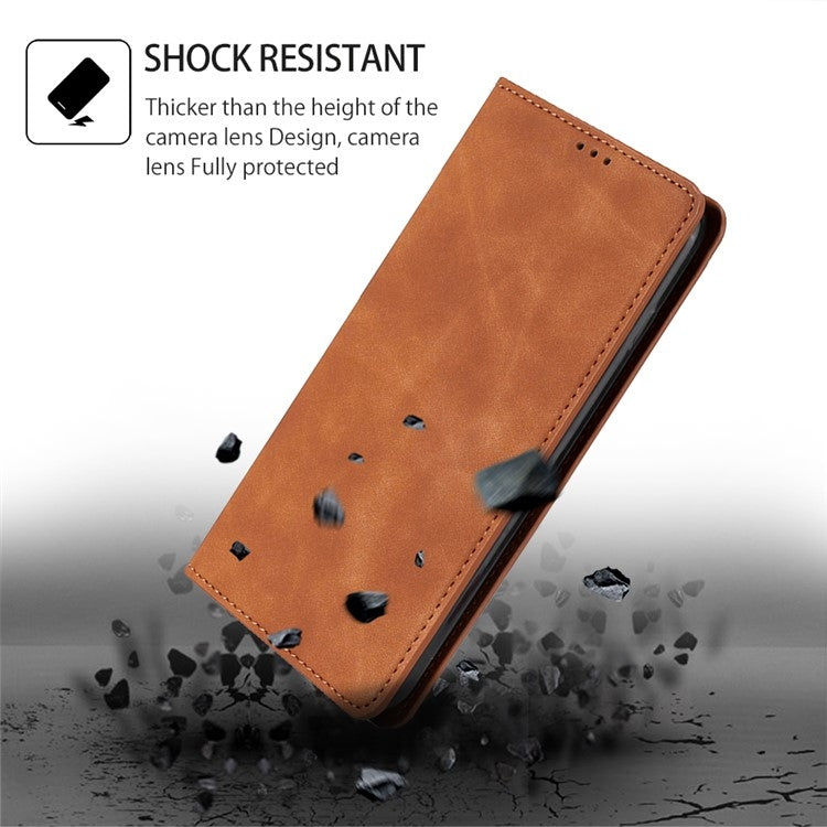 For Samsung Galaxy S25 5G Skin Feel Magnetic Leather Phone Case(Light Brown) - Galaxy S25 5G Cases by PMC Jewellery | Online Shopping South Africa | PMC Jewellery | Buy Now Pay Later Mobicred