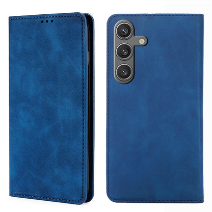 For Samsung Galaxy S25 5G Skin Feel Magnetic Leather Phone Case(Blue) - Galaxy S25 5G Cases by PMC Jewellery | Online Shopping South Africa | PMC Jewellery | Buy Now Pay Later Mobicred