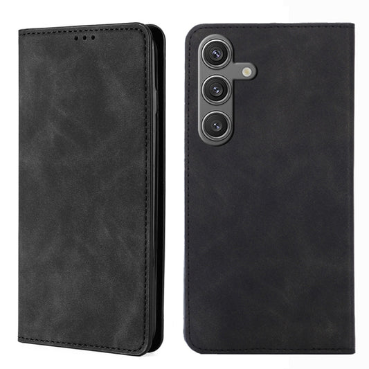 For Samsung Galaxy S25 5G Skin Feel Magnetic Leather Phone Case(Black) - Galaxy S25 5G Cases by PMC Jewellery | Online Shopping South Africa | PMC Jewellery | Buy Now Pay Later Mobicred