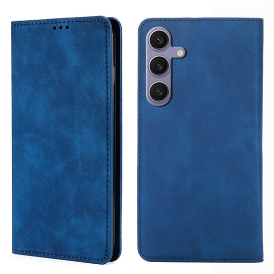 For Samsung Galaxy S25+ 5G Skin Feel Magnetic Leather Phone Case(Blue) - Galaxy S25+ 5G Cases by PMC Jewellery | Online Shopping South Africa | PMC Jewellery | Buy Now Pay Later Mobicred