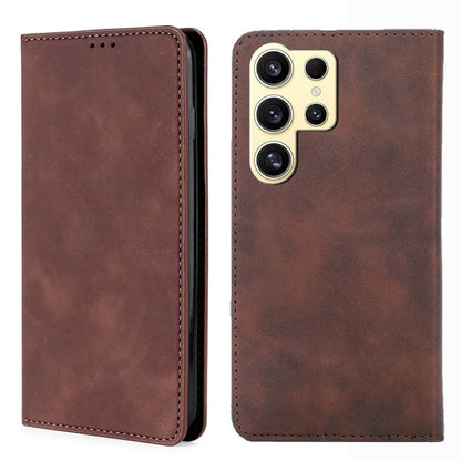 For Samsung Galaxy S25 Ultra 5G Skin Feel Magnetic Leather Phone Case(Dark Brown) - Galaxy S25 Ultra 5G Cases by PMC Jewellery | Online Shopping South Africa | PMC Jewellery | Buy Now Pay Later Mobicred