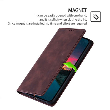 For Samsung Galaxy S25 Ultra 5G Skin Feel Magnetic Leather Phone Case(Dark Brown) - Galaxy S25 Ultra 5G Cases by PMC Jewellery | Online Shopping South Africa | PMC Jewellery | Buy Now Pay Later Mobicred