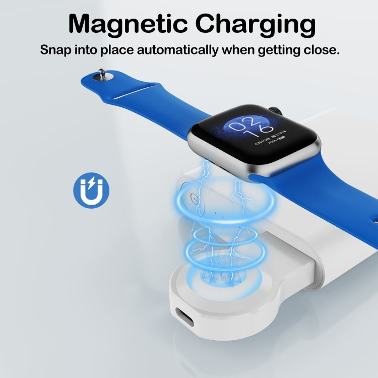 For Apple Watch Series A15 Portable Wireless Charger, Support Card Reader(White) - Charger / Holder by PMC TechLife | Online Shopping South Africa | PMC TechLife | Buy Now Pay Later Mobicred
