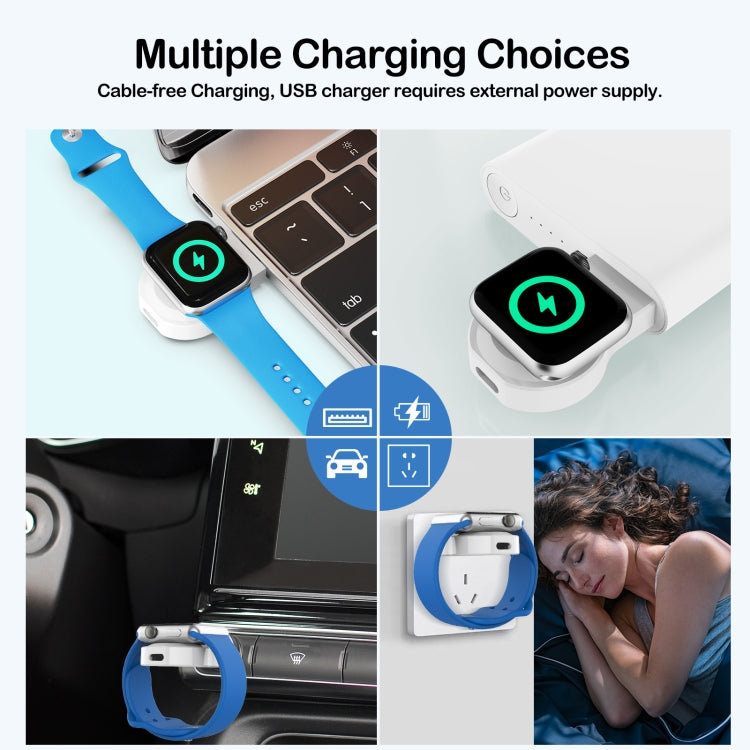 For Apple Watch Series A15 Portable Wireless Charger, Support Card Reader(White) - Charger / Holder by PMC TechLife | Online Shopping South Africa | PMC TechLife | Buy Now Pay Later Mobicred