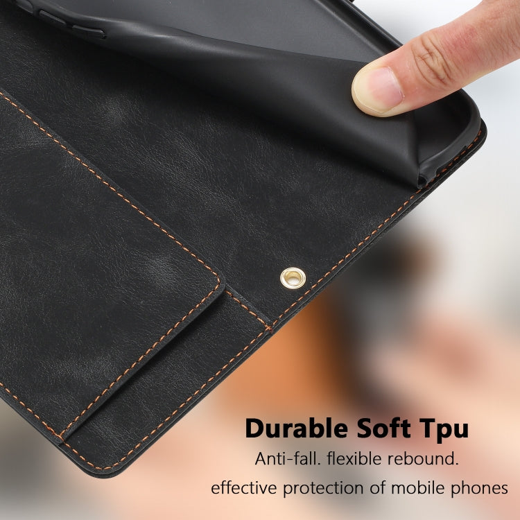 For Samsung Galaxy S25 5G Tulips Embossed Leather Phone Case with Lanyard(Black) - Galaxy S25 5G Cases by PMC Jewellery | Online Shopping South Africa | PMC Jewellery | Buy Now Pay Later Mobicred