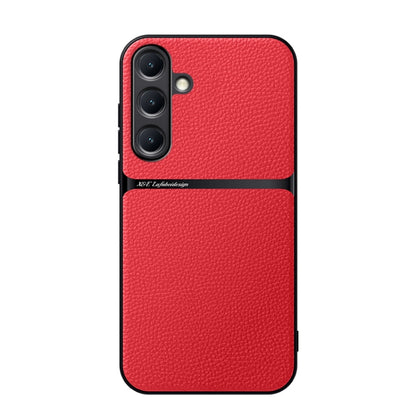 For Samsung Galaxy S25 5G Litchi Leather Magnetic Full Coverage Shockproof Phone Case(Red) - Galaxy S25 5G Cases by PMC Jewellery | Online Shopping South Africa | PMC Jewellery | Buy Now Pay Later Mobicred