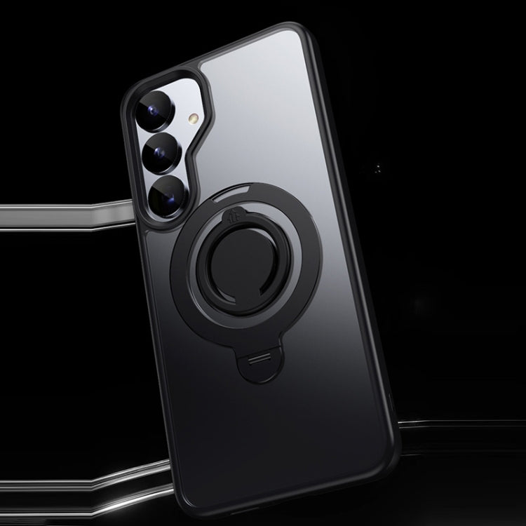 For Samsung Galaxy S25+ 5G Frosted MagSafe Phone Case with 360 Degree Rotating Holder(Blue) - Galaxy S25+ 5G Cases by PMC Jewellery | Online Shopping South Africa | PMC Jewellery | Buy Now Pay Later Mobicred