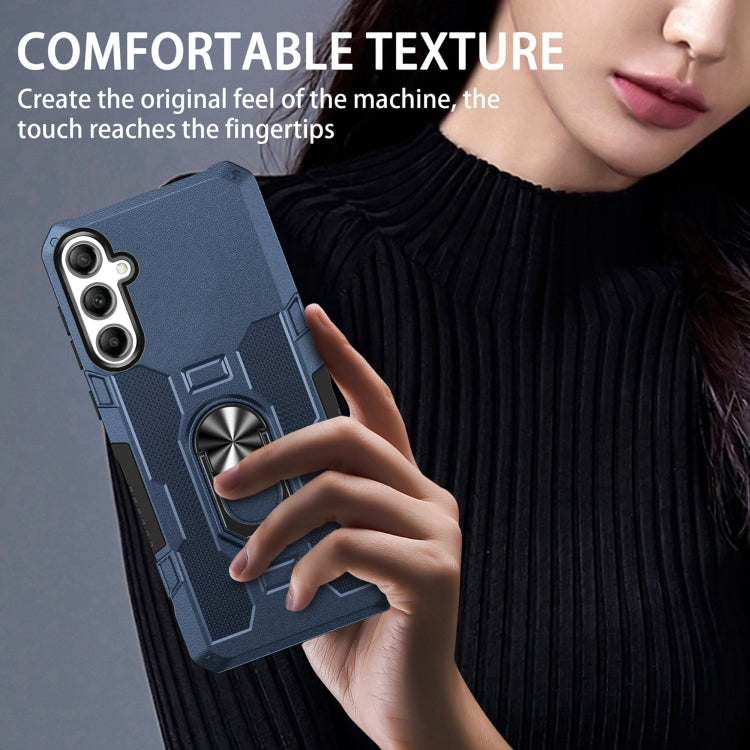 For Samsung Galaxy S25 5G Ring Holder Armor Hybrid Phone Case(Blue) - Galaxy S25 5G Cases by PMC Jewellery | Online Shopping South Africa | PMC Jewellery | Buy Now Pay Later Mobicred