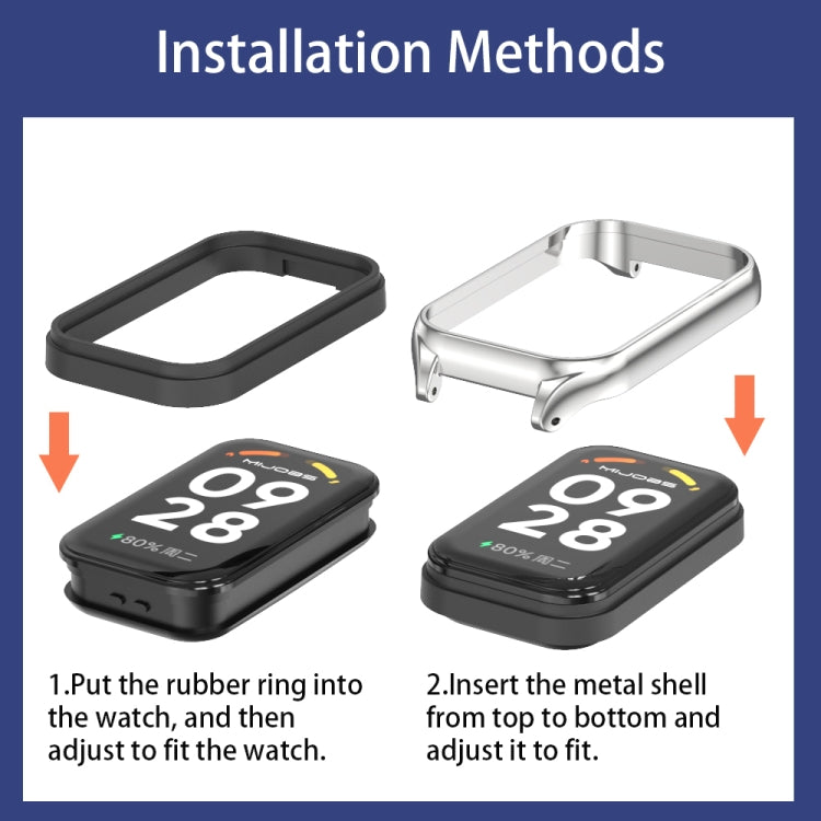 For Xiaomi Smart Band 9 Active / Redmi Band 3 Mijobs Metal Shell Nylon Watch Band(Grey Silver) - free shipping - PMc TechLife - Order now!