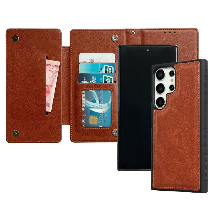 For Samsung Galaxy S25 Ultra 5G Multifunctional 7-Card Wallet Leather Phone Case(Brown) - Galaxy S25 Ultra 5G Cases by PMC Jewellery | Online Shopping South Africa | PMC Jewellery | Buy Now Pay Later Mobicred