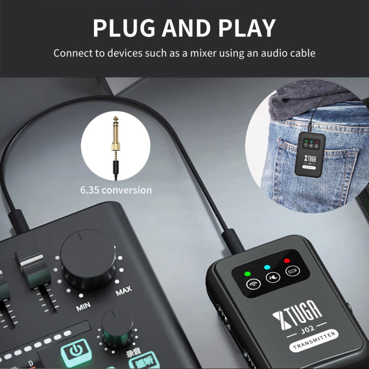 XTUGA J02 2.4G Stereo Wireless In-Ear Mini Monitor System with Transmitter & Receiver(Black) - Microphone by XTUGA | Online Shopping South Africa | PMC TechLife | Buy Now Pay Later Mobicred