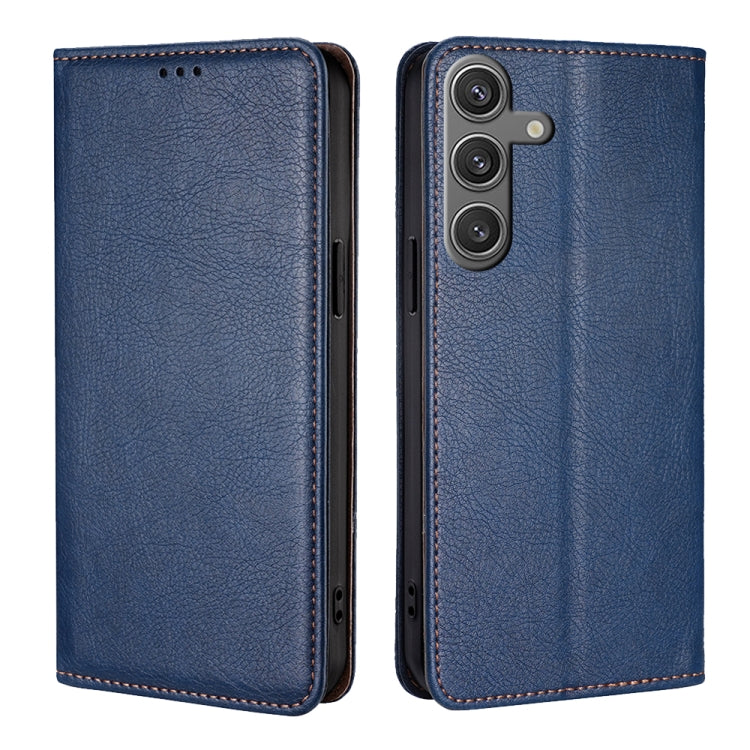 For Samsung Galaxy S25 5G Gloss Oil Solid Color Magnetic Leather Phone Case(Blue) - Galaxy S25 5G Cases by PMC Jewellery | Online Shopping South Africa | PMC Jewellery | Buy Now Pay Later Mobicred