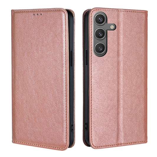 For Samsung Galaxy S25 5G Gloss Oil Solid Color Magnetic Leather Phone Case(Rose Gold) - Galaxy S25 5G Cases by PMC Jewellery | Online Shopping South Africa | PMC Jewellery | Buy Now Pay Later Mobicred