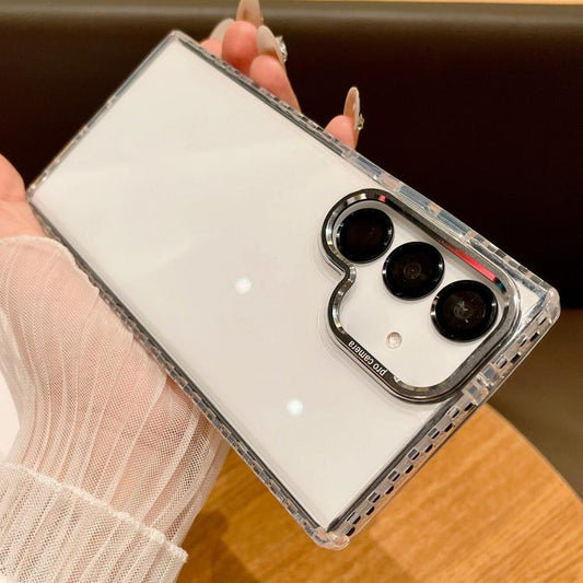 For Samsung Galaxy S25 5G Transparent Phone Case with Lens Film(Black) - Galaxy S25 5G Cases by PMC Jewellery | Online Shopping South Africa | PMC Jewellery | Buy Now Pay Later Mobicred