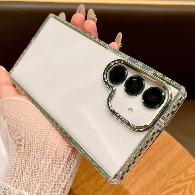 For Samsung Galaxy S25 5G Transparent Phone Case with Lens Film(Green) - Galaxy S25 5G Cases by PMC Jewellery | Online Shopping South Africa | PMC Jewellery | Buy Now Pay Later Mobicred