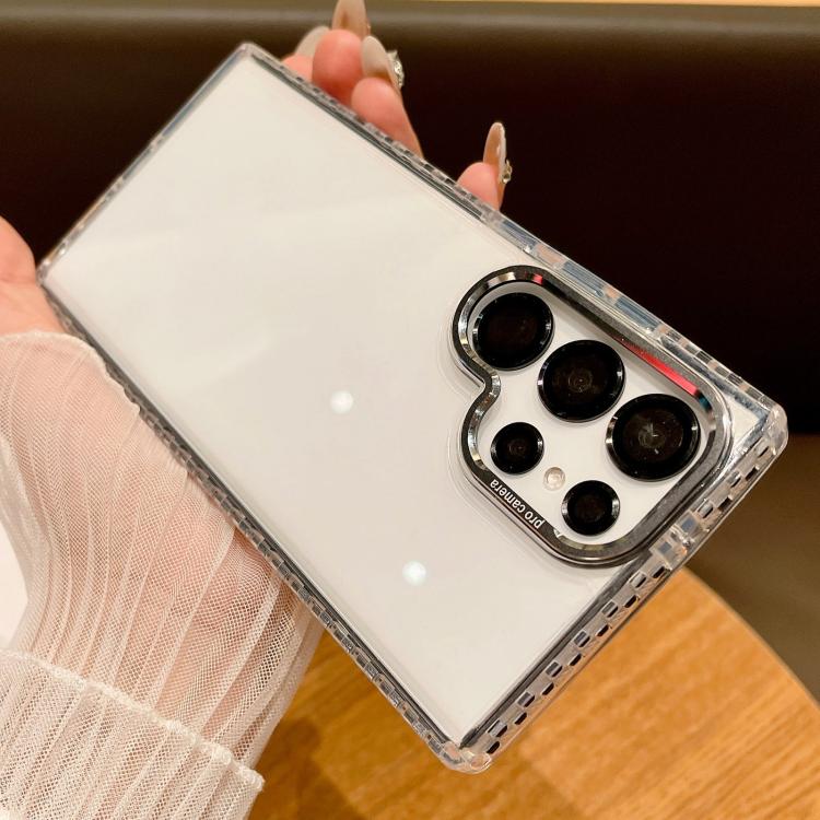 For Samsung Galaxy S25 Ultra 5G Transparent Phone Case with Lens Film(Black) - Galaxy S25 Ultra 5G Cases by PMC Jewellery | Online Shopping South Africa | PMC Jewellery | Buy Now Pay Later Mobicred