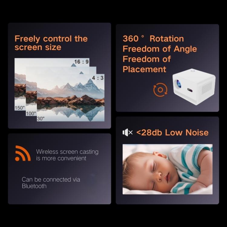 M10 1280 x 720P 200ANSI Amlogic H713 CPU Android 11.0 Smart Projector, AU Plug(White) - LED Projector by PMC TechLife | Online Shopping South Africa | PMC TechLife | Buy Now Pay Later Mobicred