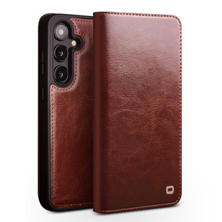 For Samsung Galaxy S25 5G QIALINO Genuine Leather Phone Case(Brown) - Galaxy S25 5G Cases by QIALINO | Online Shopping South Africa | PMC Jewellery | Buy Now Pay Later Mobicred