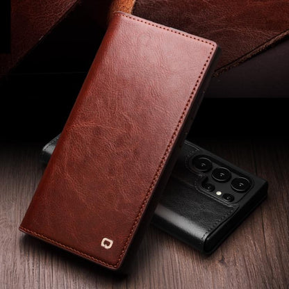 For Samsung Galaxy S25 Ultra 5G QIALINO Genuine Leather Phone Case(Brown) - Galaxy S25 Ultra 5G Cases by QIALINO | Online Shopping South Africa | PMC Jewellery | Buy Now Pay Later Mobicred