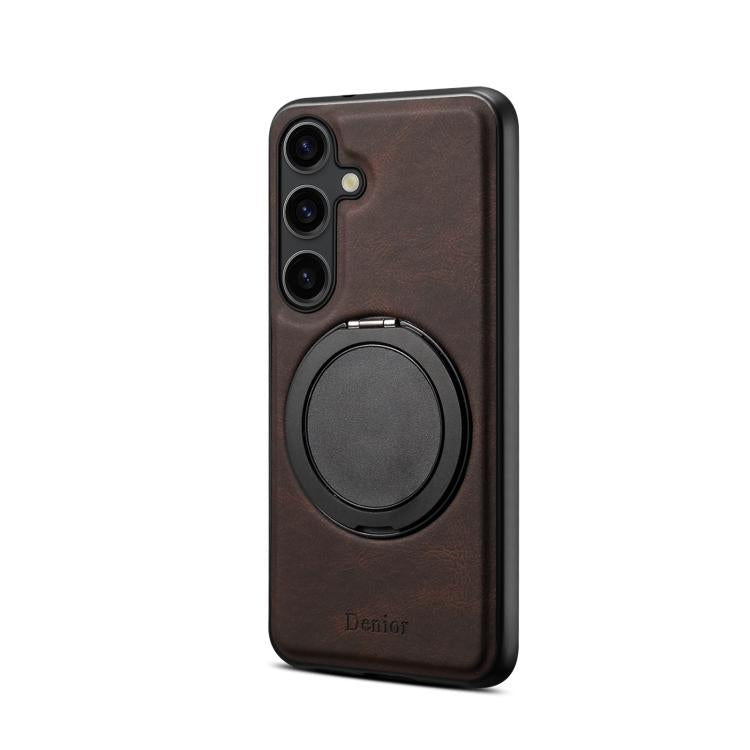 For Samsung Galaxy S25+ 5G Denior A14 Skin Feel Rotating Holder MagSafe Phone Case(Brown) - Galaxy S25+ 5G Cases by Denior | Online Shopping South Africa | PMC Jewellery | Buy Now Pay Later Mobicred