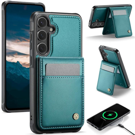 For Samsung Galaxy S25+ 5G JEEHOOD J06 British Style RFID MagSafe Card Bag PU Phone Case(Green) - Galaxy S25+ 5G Cases by JEEHOOD | Online Shopping South Africa | PMC Jewellery | Buy Now Pay Later Mobicred