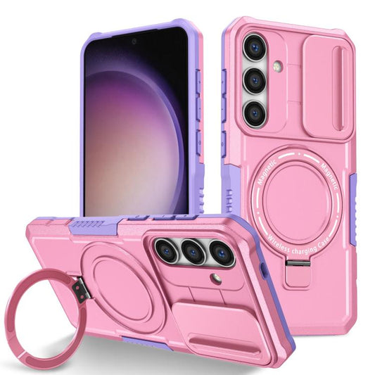 For Samsung Galaxy S25 5G Sliding Camshield MagSafe Holder TPU Hybrid PC Phone Case(Purple Pink) - Galaxy S25 5G Cases by PMC Jewellery | Online Shopping South Africa | PMC Jewellery | Buy Now Pay Later Mobicred