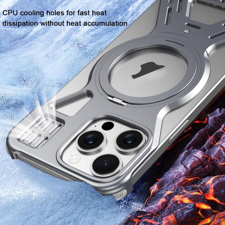 For iPhone 15 Pro Max Armor 360 Holder Frameless Alloy MagSafe Phone Case(Space Gray) - iPhone 15 Pro Max Cases by PMc TechLife | Online Shopping South Africa | PMc TechLife | Buy Now Pay Later Mobicred