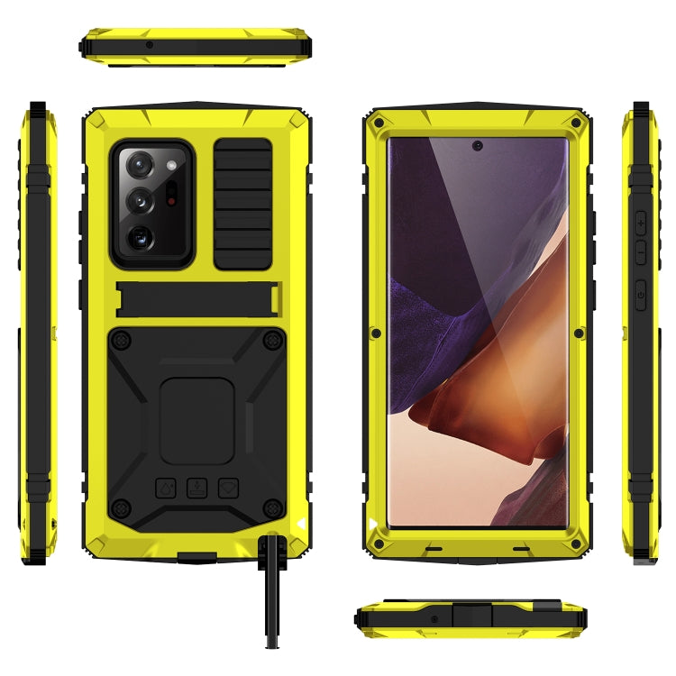 For Samsung Galaxy Note 20 Ultra R-JUST Shockproof Waterproof Dust-proof Metal + Silicone Protective Case with Holder(Yellow) - Galaxy Note20 Cases by R-JUST | Online Shopping South Africa | PMC Jewellery