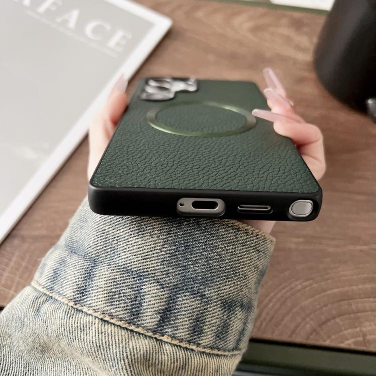 For Samsung Galaxy S25 Ultra 5G CD Magsafe Magnetic Litchi Texture Phone Case(Khaki) - Galaxy S25 Ultra 5G Cases by PMC Jewellery | Online Shopping South Africa | PMC Jewellery | Buy Now Pay Later Mobicred