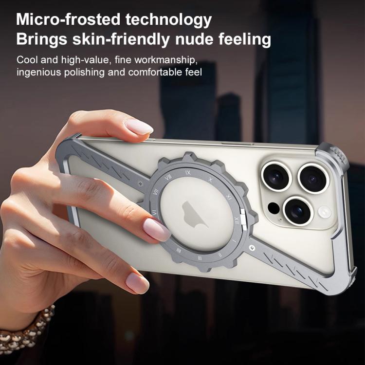 For iPhone 16 Plus Z-shaped Frameless Metal 360 Holder MagSafe Phone Case(Space Grey) - free shipping - PMc TechLife - Order now!