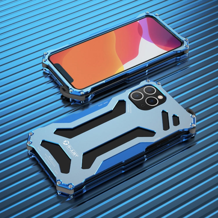 For iPhone 12 Pro Max R-JUST Shockproof Armor Metal Protective Case(Blue) - iPhone 12 Pro Max Cases by R-JUST | Online Shopping South Africa | PMC TechLife | Buy Now Pay Later Mobicred