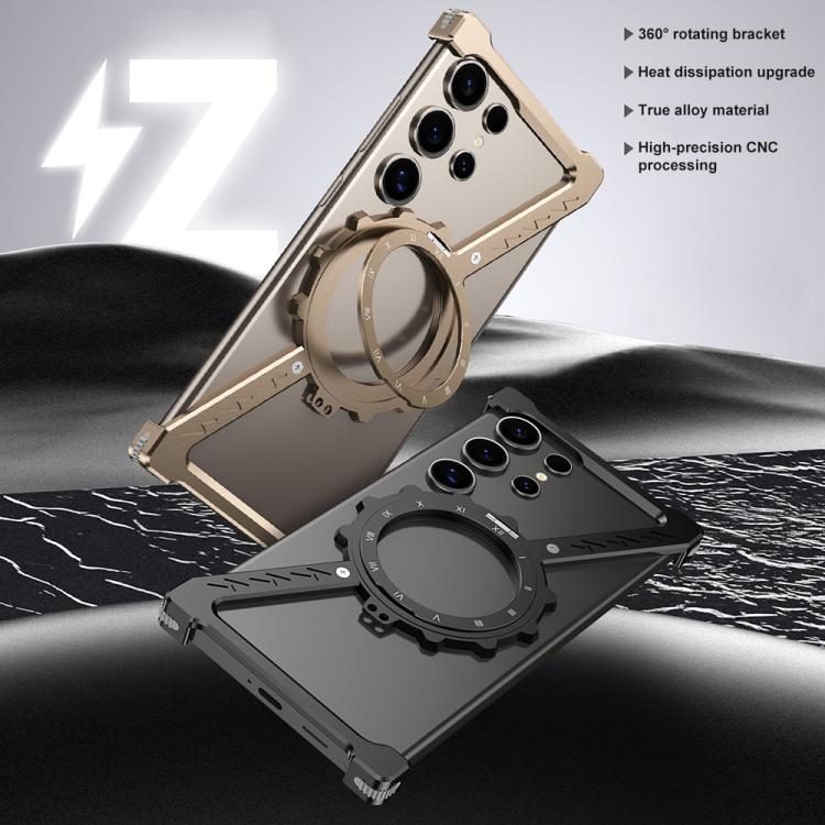 For Samsung Galaxy S22 Ultra 5G Z-shaped Frameless Metal 360 Holder MagSafe Phone Case(Desert Gold) - Galaxy S22 Ultra 5G Cases by PMc TechLife | Online Shopping South Africa | PMc TechLife | Buy Now Pay Later Mobicred