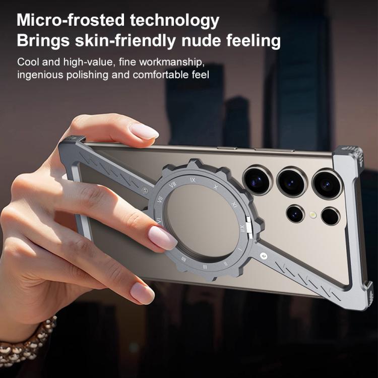 For Samsung Galaxy S22 Ultra 5G Z-shaped Frameless Metal 360 Holder MagSafe Phone Case(Space Grey) - Galaxy S22 Ultra 5G Cases by PMc TechLife | Online Shopping South Africa | PMc TechLife | Buy Now Pay Later Mobicred