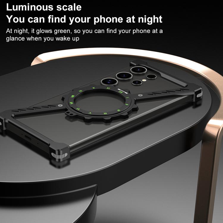 For Samsung Galaxy S22 Ultra 5G Z-shaped Frameless Metal 360 Holder MagSafe Phone Case(Space Silver) - Galaxy S22 Ultra 5G Cases by PMc TechLife | Online Shopping South Africa | PMc TechLife | Buy Now Pay Later Mobicred