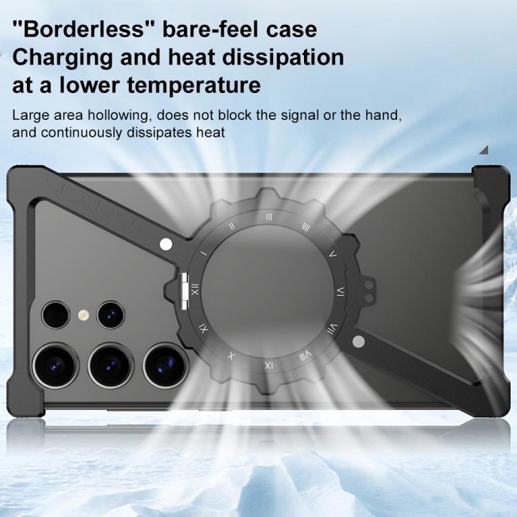 For Samsung Galaxy S22 Ultra 5G Z-shaped Frameless Metal 360 Holder MagSafe Phone Case(Space Grey) - Galaxy S22 Ultra 5G Cases by PMc TechLife | Online Shopping South Africa | PMc TechLife | Buy Now Pay Later Mobicred