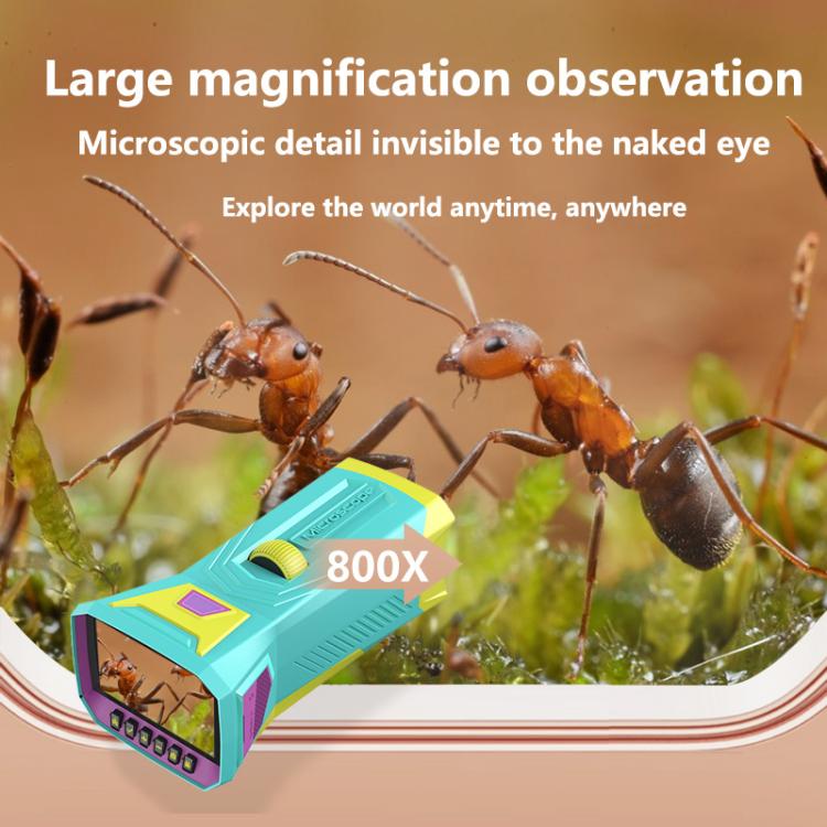 X1 3 inch HD Screen 800X Magnification Kids Microscope(Green) - free shipping - PMC TechLife - Order now!