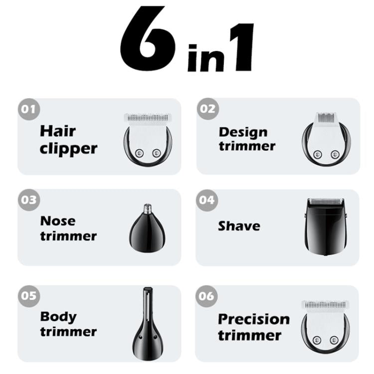 VGR V-106 6-in-1 Digital Display Electric Hair Clipper Kit(Gold) - Hair Trimmer by VGR | Online Shopping South Africa | PMc TechLife | Buy Now Pay Later Mobicred