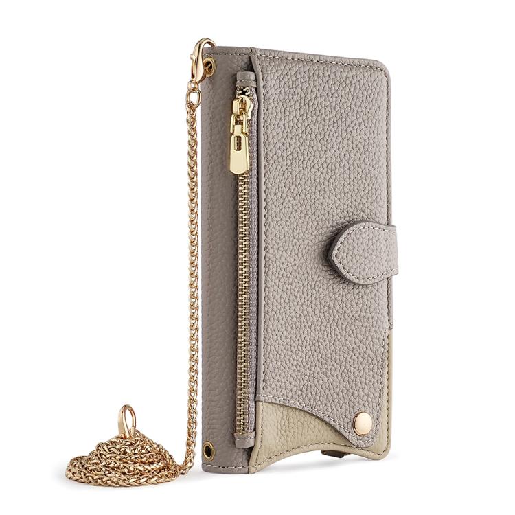 For Google Pixel 8 Crossbody Chain Fishtail Litchi Leather Phone Case(Grey) - Google Cases by PMC TechLife | Online Shopping South Africa | PMC TechLife | Buy Now Pay Later Mobicred