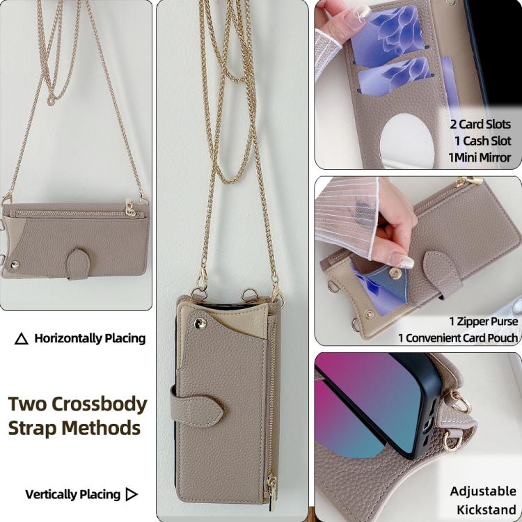 For Google Pixel 8 Crossbody Chain Fishtail Litchi Leather Phone Case(Grey) - Google Cases by PMC TechLife | Online Shopping South Africa | PMC TechLife | Buy Now Pay Later Mobicred