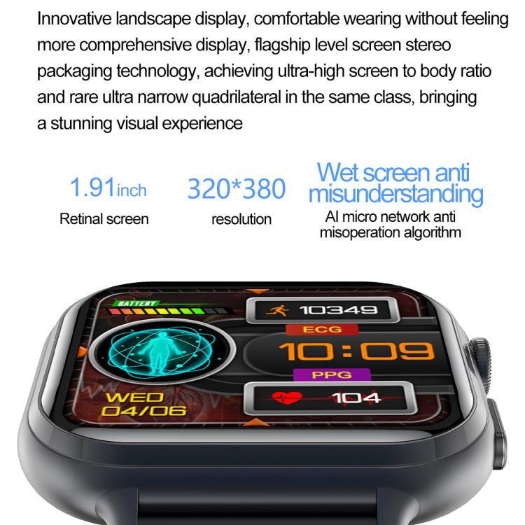 TK17 1.91 inch Horizontal Screen Silicone Strap Smart Watch Supports ECG Electrocardiogram(Grey) - free shipping - PMC TechLife - Order now!