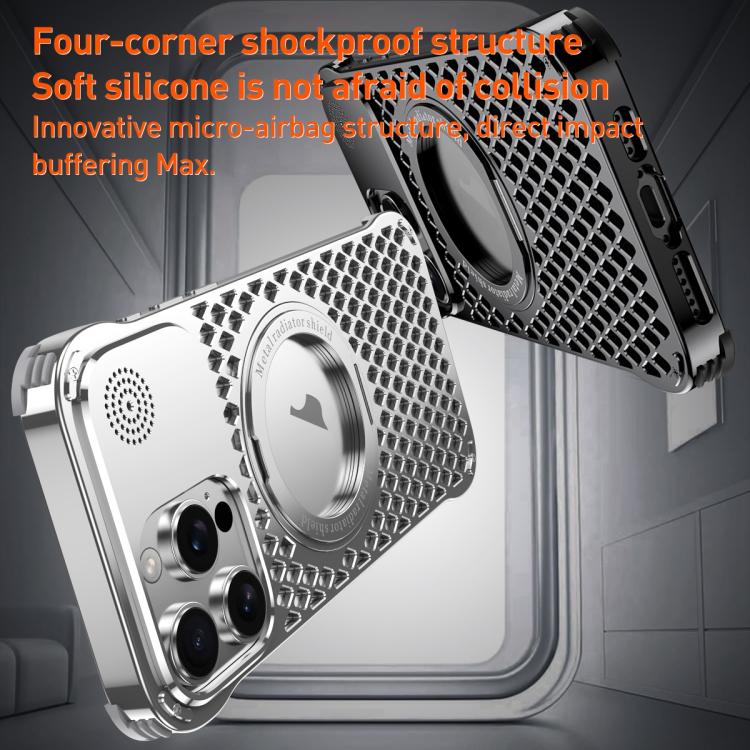 For iPhone 16 Pro Max R-JUST RJ-64 Aromatherapy Heat Dissipation MagSafe Phone Case with Stand(Grey) - free shipping - PMc TechLife - Order now!