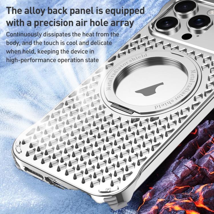 For iPhone 16 Pro Max R-JUST RJ-64 Aromatherapy Heat Dissipation MagSafe Phone Case with Stand(Grey) - free shipping - PMc TechLife - Order now!