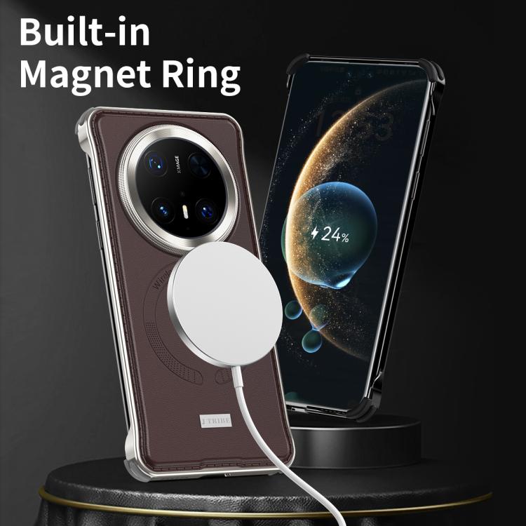For Huawei Mate 60 Metal Frameless MagSafe Leather Phone Case(Black) - Huawei Cases by PMC TechLife | Online Shopping South Africa | PMC TechLife | Buy Now Pay Later Mobicred