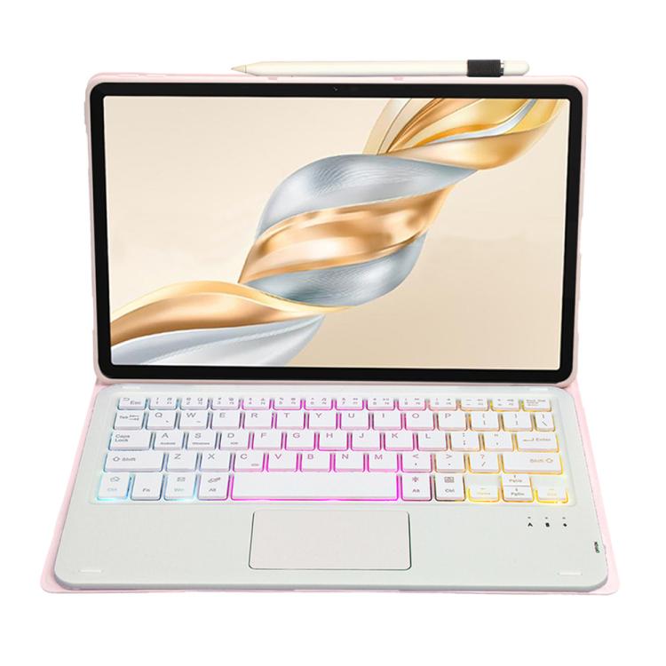 For Honor Pad X9 Pro 11.5 AH28-AS Ultra-thin Detachable Backlight Bluetooth Keyboard Leather Tablet Case with Touchpad(Pink White) - free shipping - PMC TechLife - Order now!