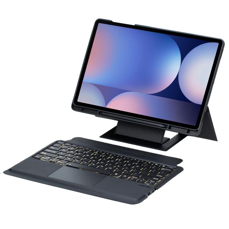 For Samsung Galaxy Tab S10+ / S9 FE+ / S9+ Holder Floating Detachable Backlight Keyboard Tablet Leather Case with Touchpad(Black) - Samsung Keyboard by PMC TechLife | Online Shopping South Africa | PMC TechLife | Buy Now Pay Later Mobicred