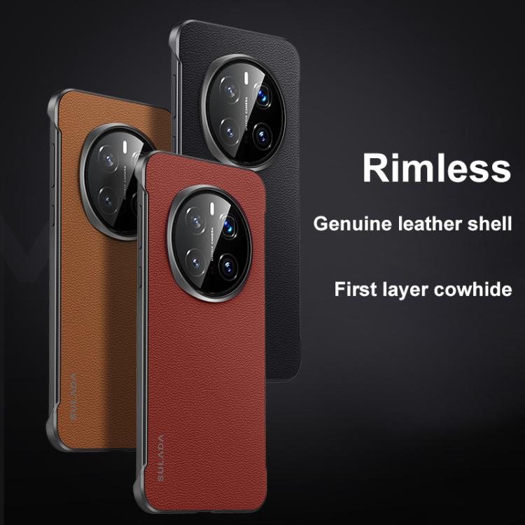 For Honor Magic7 Pro SULADA Frameless Top Layer Cowhide Leather Hybrid PC Phone Case(Brown) - Honor Cases by SULADA | Online Shopping South Africa | PMC TechLife | Buy Now Pay Later Mobicred